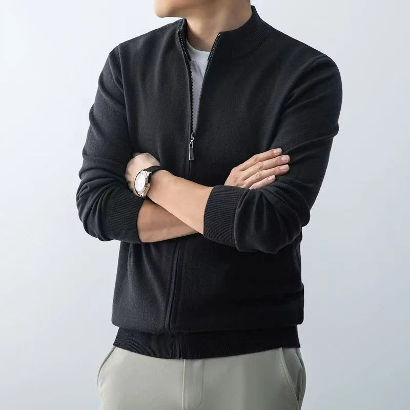 Slim Fit Zipper Cardigan – Premium USA-Made Knit Sweater