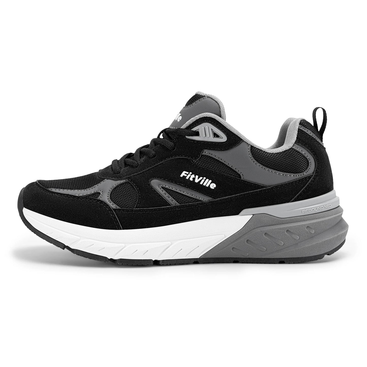 FitVille Newest Walking Shoes for Men Wide Width Sneakers with Arch Support for Flat Feet Heel Pain Relief Plantar Fasciitis