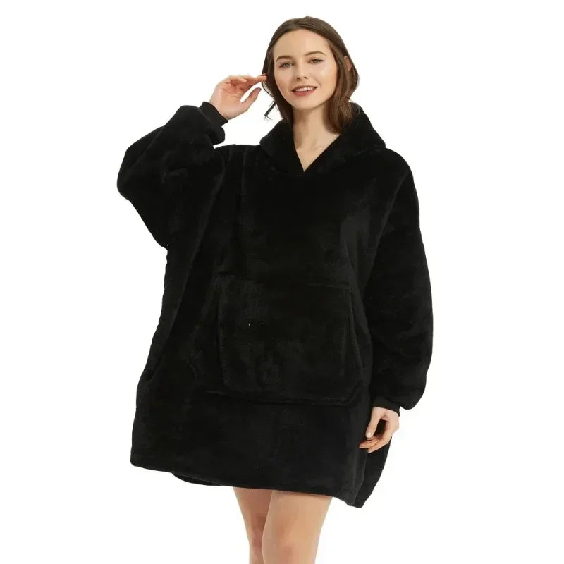 Oversized Microfiber Fleece Hoodie Blanket