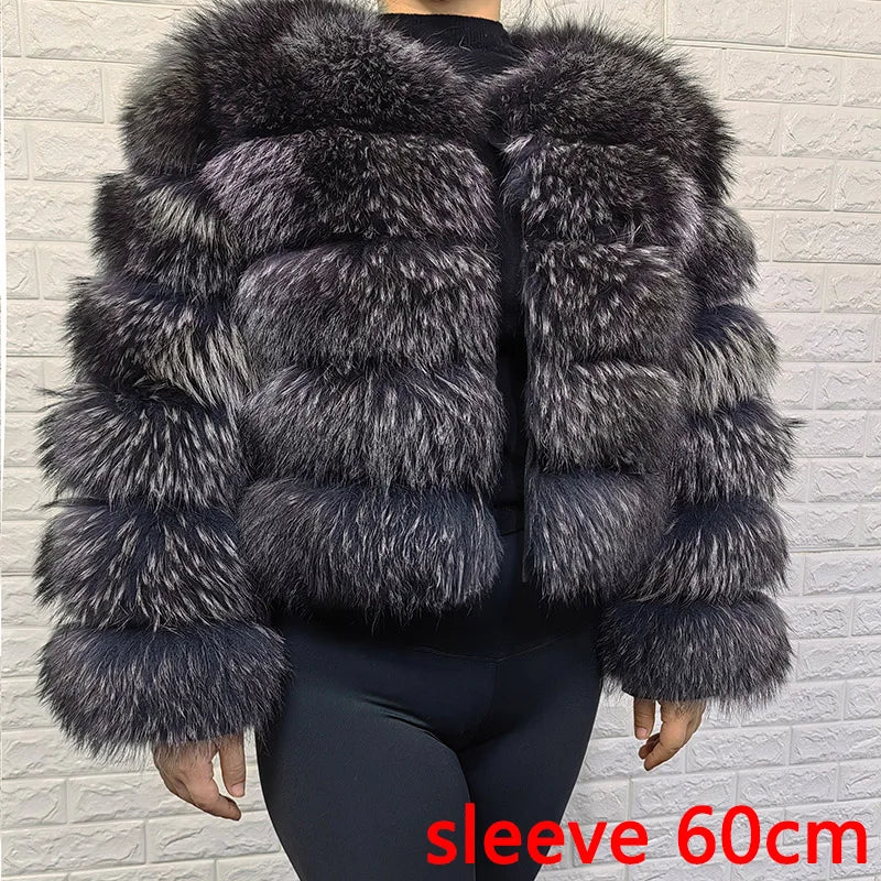 Luxury Women’s Real Raccoon & Fox Fur Jacket | Premium Winter Outerwear
