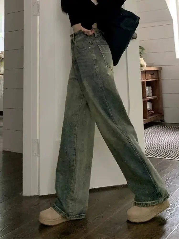 Women's Vintage High-Waisted Wide-Leg Jeans
