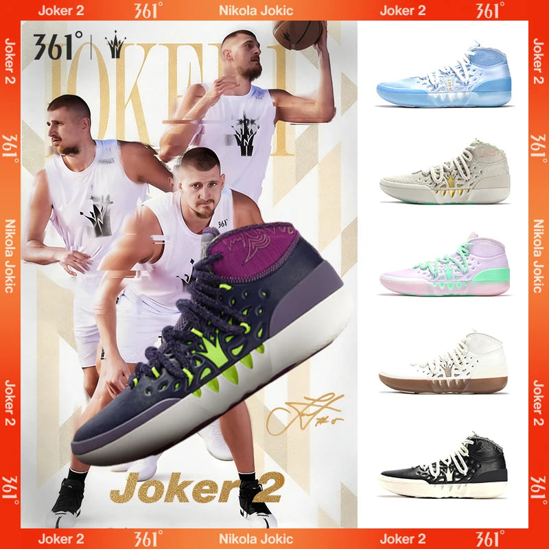 361 Degrees Joker 2 Men Basketball Shoes High-top New Jokic Shock-Absorbing Anti-slip Actual Support Male Sneakers 672611104