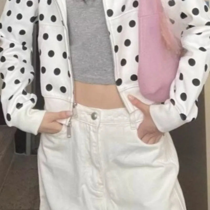 Women's Polka Dot Zip-Up Hoodie