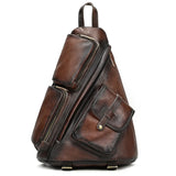 Single Shoulder Bagpack Genuine Leather Chest Bag Outdoor Riding Bag Chest Packs For Biker Men Male Sling Bags Cow Leather