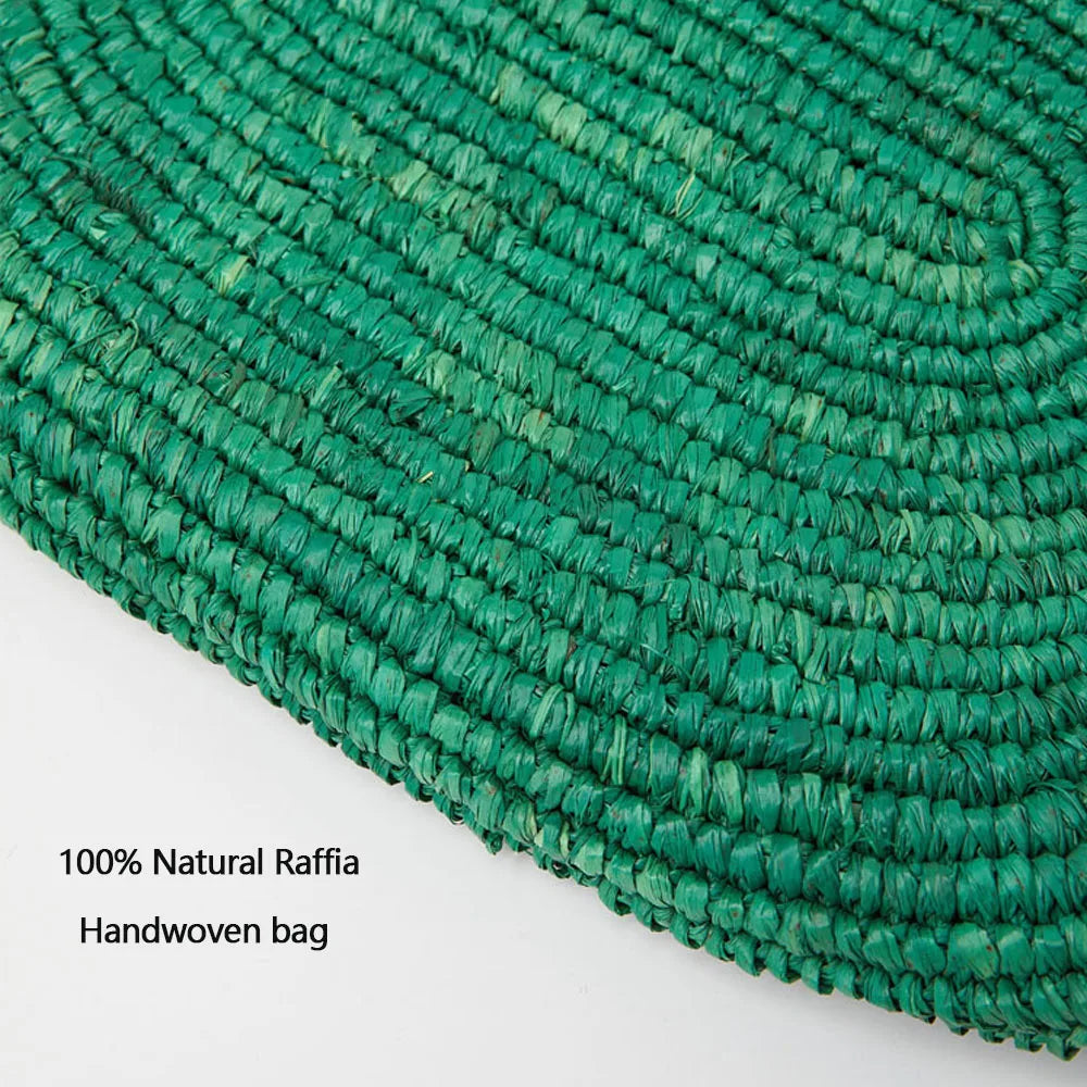 Large Handwoven Rattan Tote Bag for Women Natural Straw Beach Bag Purse Luxury Shoulder Bags Handbag Summer