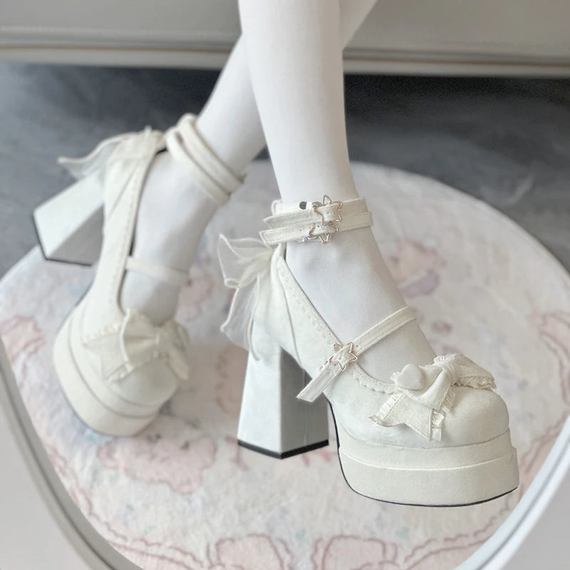 Women's Platform Mary Jane Pumps | Butterfly Strap Heels