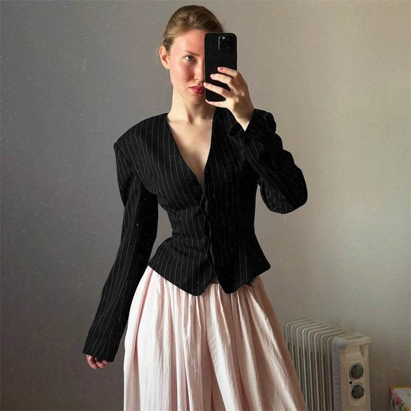 Tuularose 3 Piece Dress Set Women Elegant V-Neck Striped Ribbon Blazer Slim Short Dress Set Fashion Luxury Women Party Dress Set