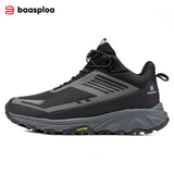 Baasploa Men Hiking Shoes Outdoor Waterproof Resistant Sneakers Male Winter Comfort Plush Warm Casual Walking Shoes Non-Slip