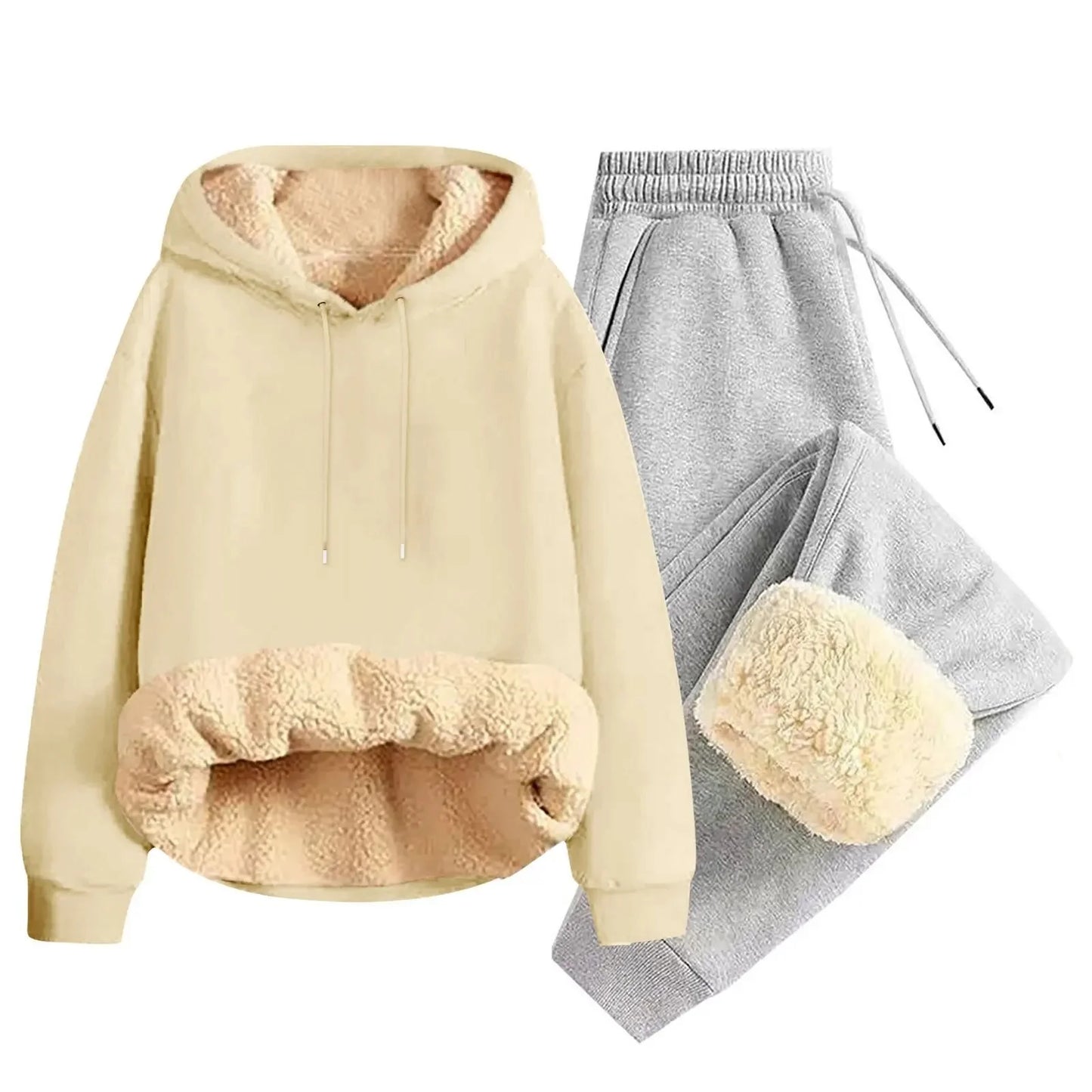 Men’s Thickened Lamb Velvet Hoodie Set