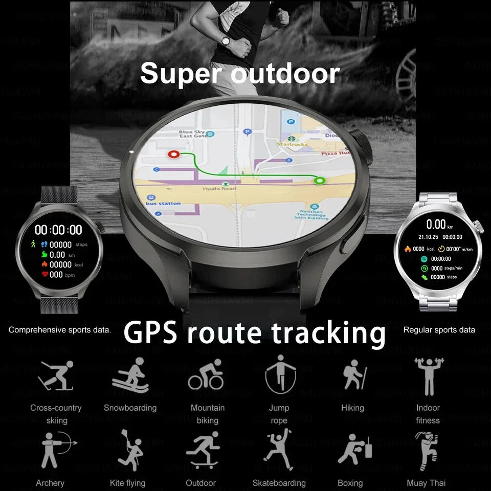 2026 Smart Watch Always display AMOLED NFC Bluetooth Call GPS trajectory Waterproof Health Sport Smartwatch Men for Android iOS