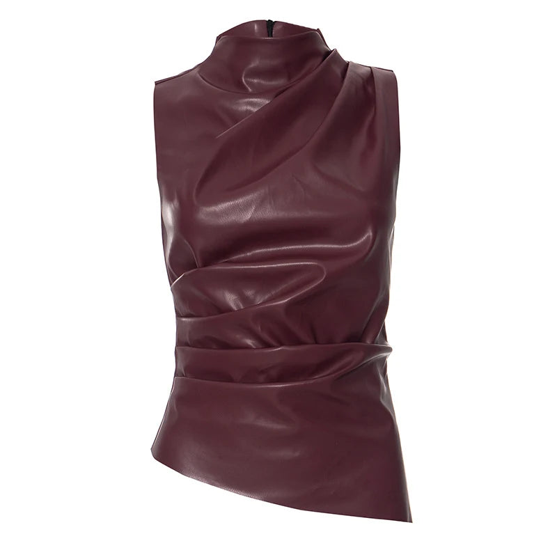 Y2K Vintage PU Leather Tank Top