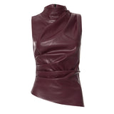 Y2K Vintage PU Leather Tank Top
