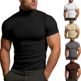Men's compress T-shirts summer solid color short-sleeved men tops fashion yoga clothes men's tight turtleneck T-shirt