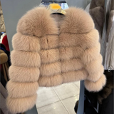 Genuine Fox Fur & Leather Winter Coat