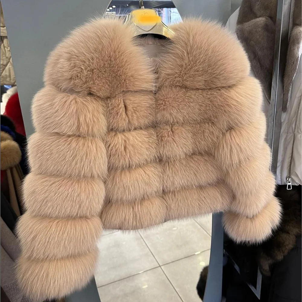 Genuine Fox Fur & Leather Winter Coat