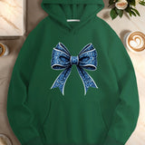 Floral Bow Accent Casual Hoodie
