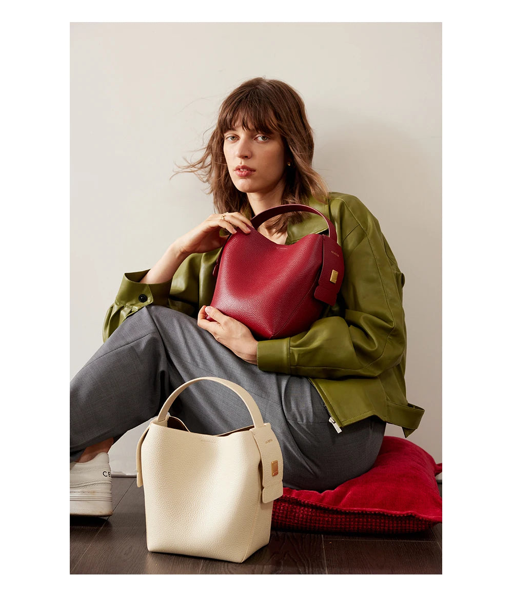 LA FESTIN Original Brand Genuine Leather Ladies Handbag Shoulder Crossbody Bag Portable Bucket Bag Female Bags Women's Bag