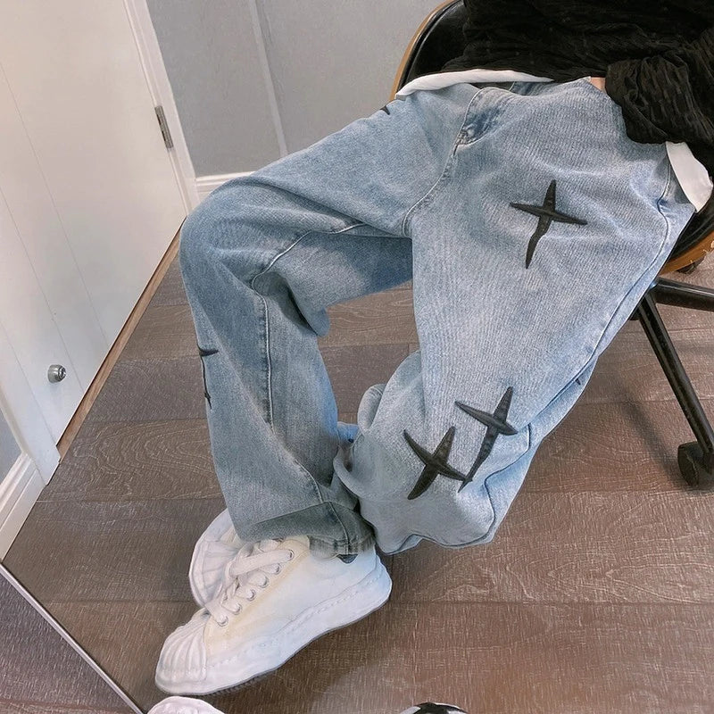 Men’s Wide-Leg Streetwear Cargo Jeans