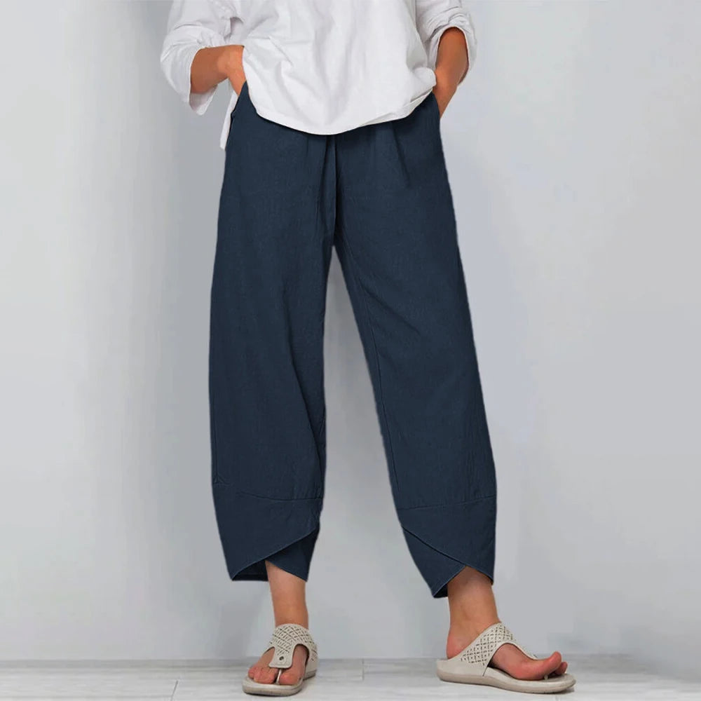 Women's Cotton Linen High-Waist Harem Pants