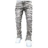 Men's Patchwork Stretch Jeans – Relaxed Fit