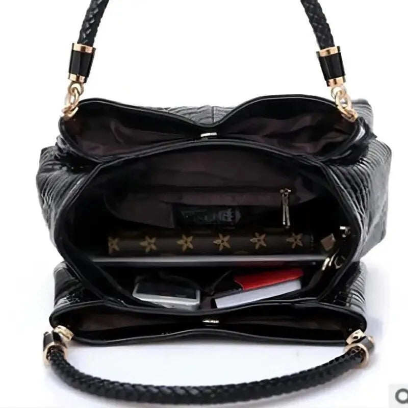 Women's Crocodile Print Large Capacity Bucket Tote Bag