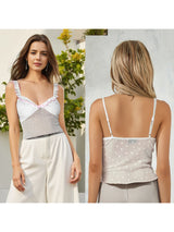 Heart-Neckline Ruffle Mesh Camisole