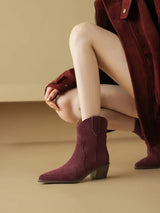 MORAZORA Size 34-44 Cow Suede Leather Western Boots Women Autumn Winter Cowboy Boots Handmade Ankle Boots For Women Shoes
