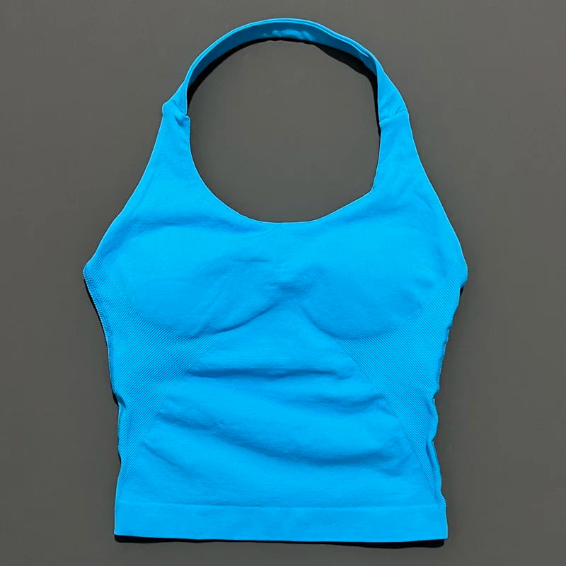 Impact Seamless Halter Longline Gym Top with Built-in Bra
