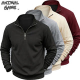 Men's Zip Sweatshirt Pullover Stand Collar Warm Fleece Casual Sweater Plain Long Sleeve Jumper Outwear Tops for Men Streetwear