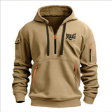 Men’s Printed Fleece Hoodie with Zipper Details