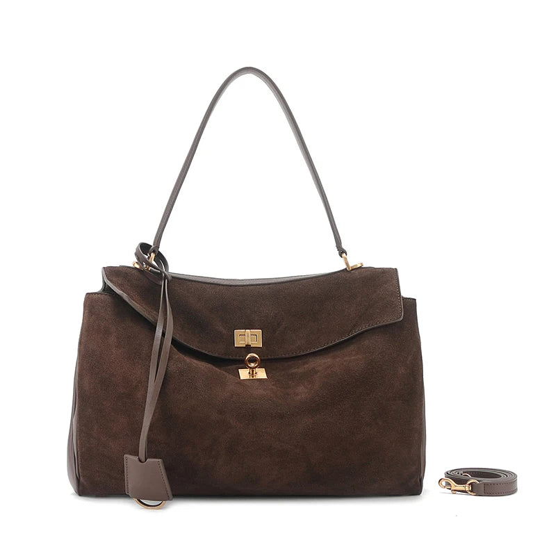 Minimalist Luxury Korean Soft Leather Flap Bag Women Detachable Crossbody Strap Large Capacity Office Daily Commuter Hand Purse