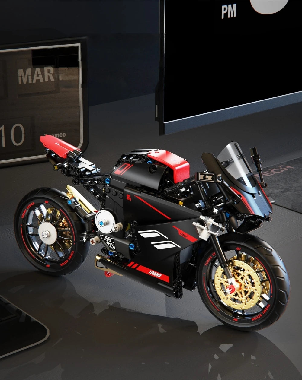 FUNXINEE Technical 1:5 Scale V4 Motorcycle Building Blocks Set MOC Style Assembly Bricks STEM Educational Gift for Boys Girls