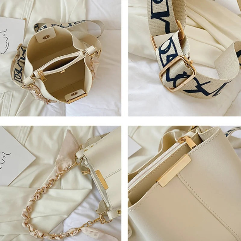 Ribbon Chain Large Capacity Bucket Bag