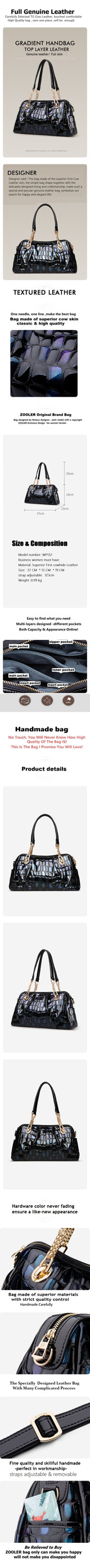 In Stock, 2026 Hot Cow Bag ZOOLER 100% Full Cow Leather Bag Women Designer Top Handbag Seasons Female Large Bolsa Feminina#WP132