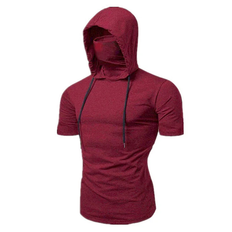 Men’s Short Sleeve Performance Hoodie with Integrated Mask