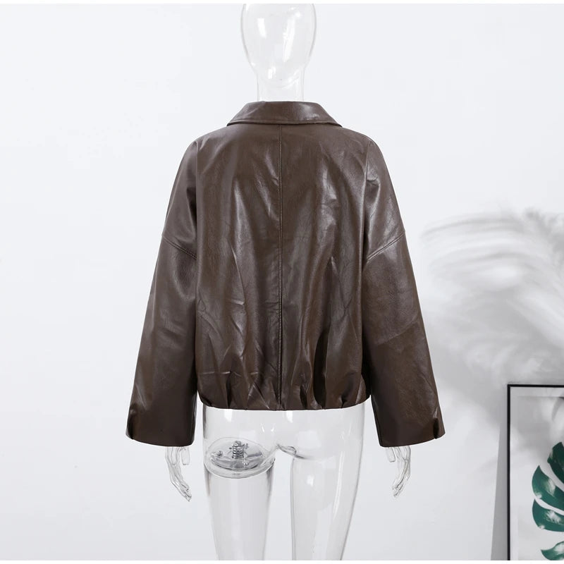 Chic Stand Collar Leather Jacket
