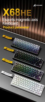 ATTACK SHARK X68HE Magnetic Keyboard Red Wired Mechanical for Pro Gaming 0.01mm Rapid Trigg 8000Hz SOCD/Rs 0.125ms 128K Rate