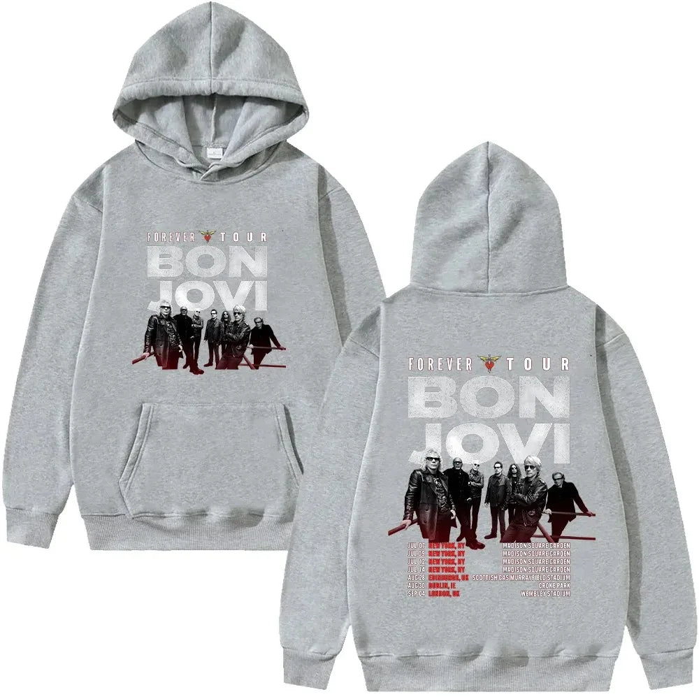 Bon Jovi Band Hoodies Bon Jovi Forever Tour Graphic Hoody Men Women Oversized Y2k Pullovers Fleece Warm Female Male Hoody Coats