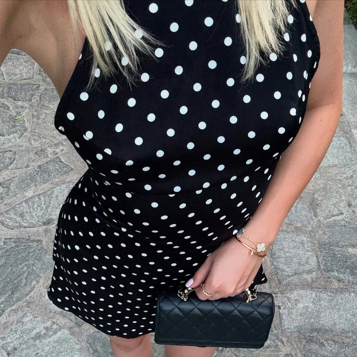 Polka Dot Halter Backless Mini Dress