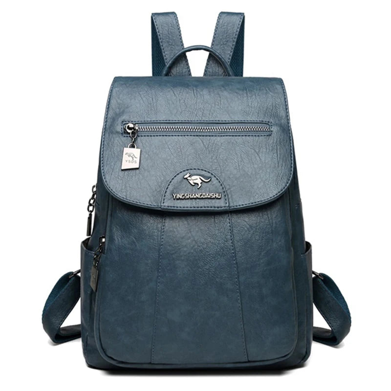 Women's Leather Backpack with Organizer Pockets