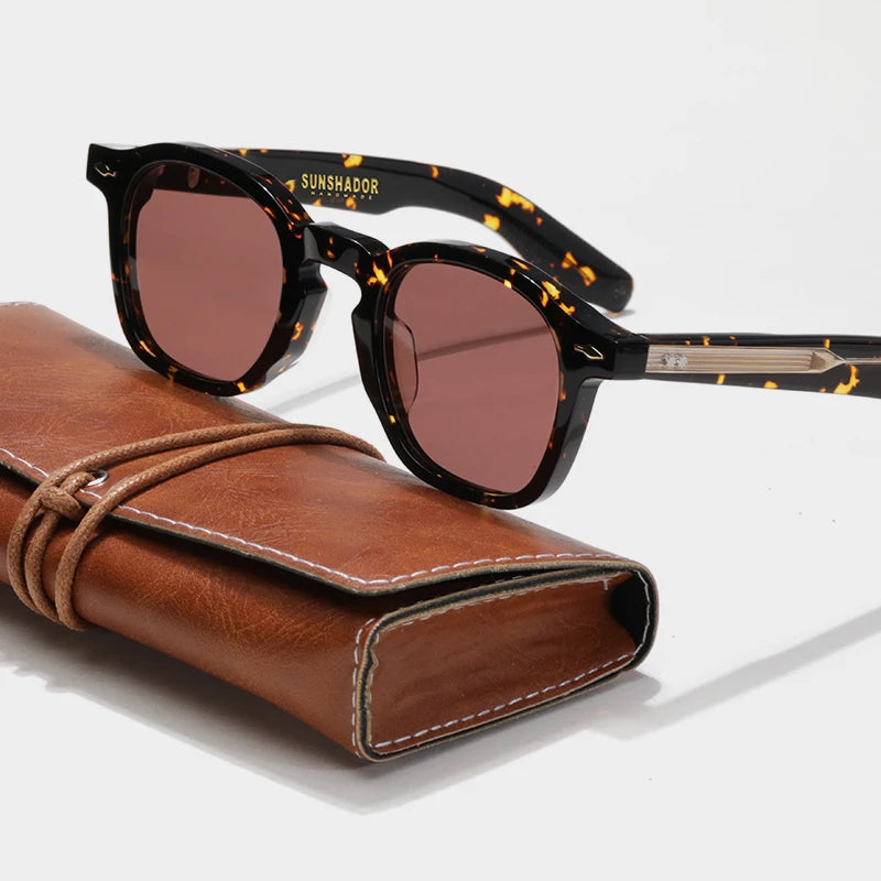 Tortoiseshell Round Acetate Sunglasses – UV400 Polarized