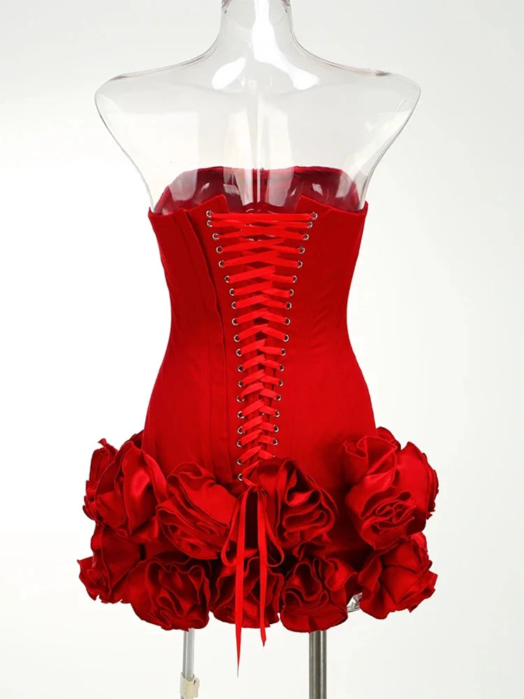 Structured Floral Mini Party Dress
