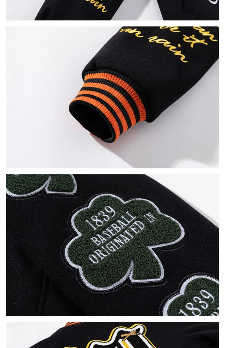 Retro Embroidery Varsity Jacket