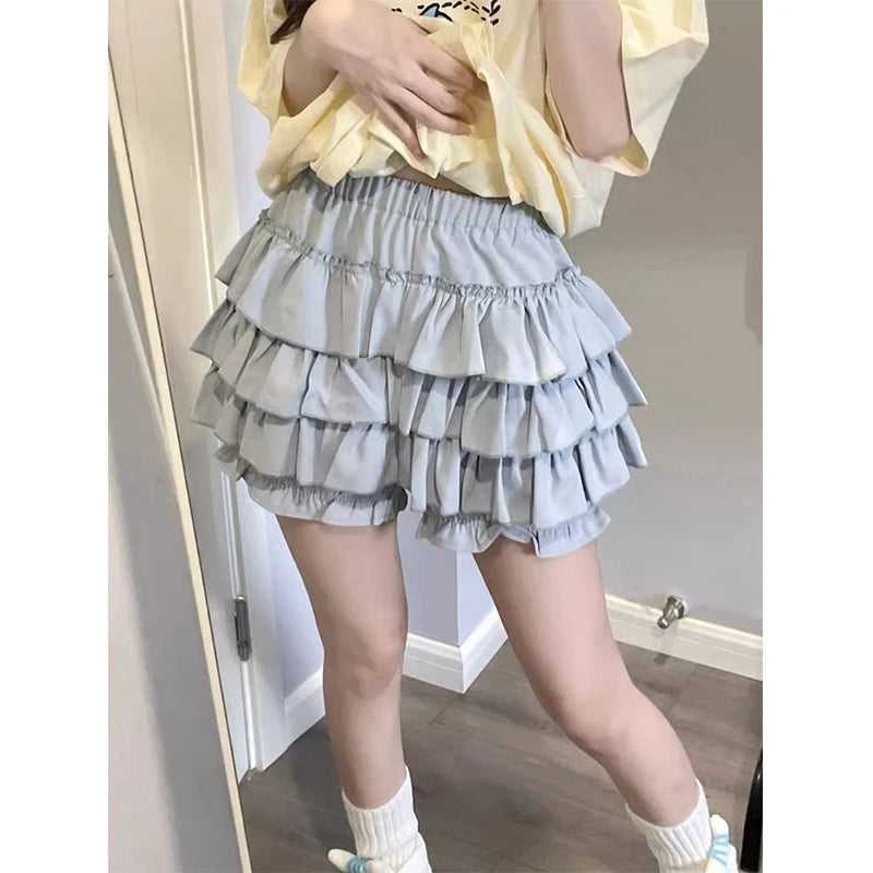 Bow & Ruffle High-Waist A-Line Mini Skirt