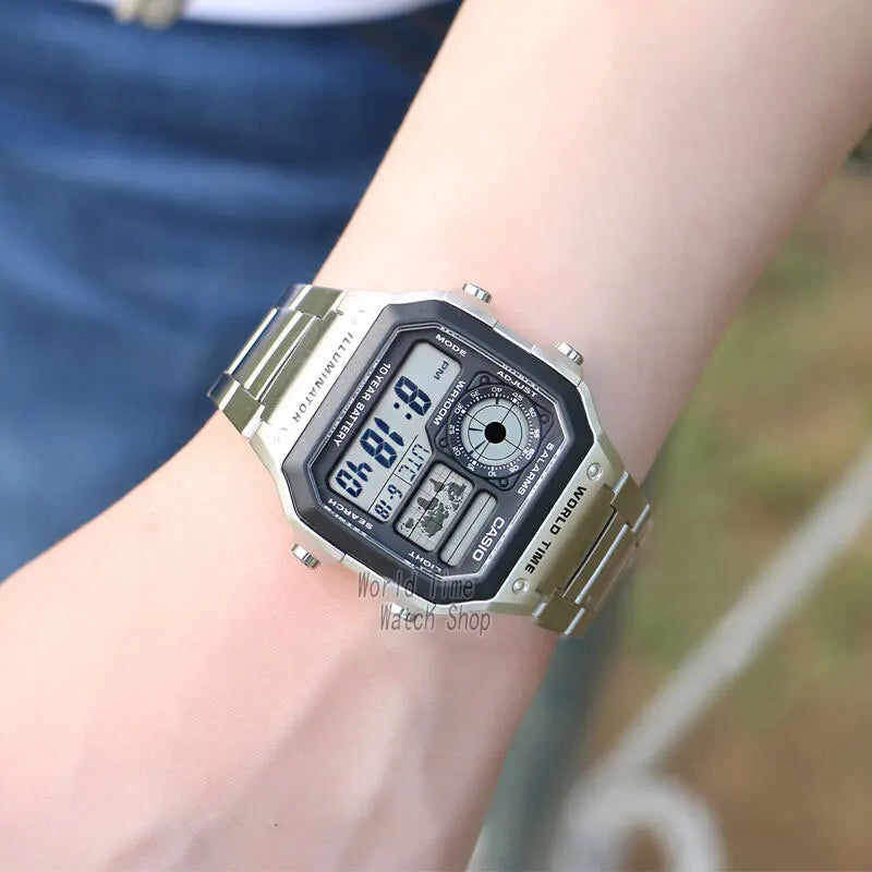 Casio AE1200WHD-1A Men’s Digital Sport Watch – Silver Stainless Steel