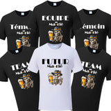 French Funny Single Farewell Bachelor Party T-shirt Wedding Beer Skeleton Tops Evg Team Married Tee Future Groom Man Squad Shirt