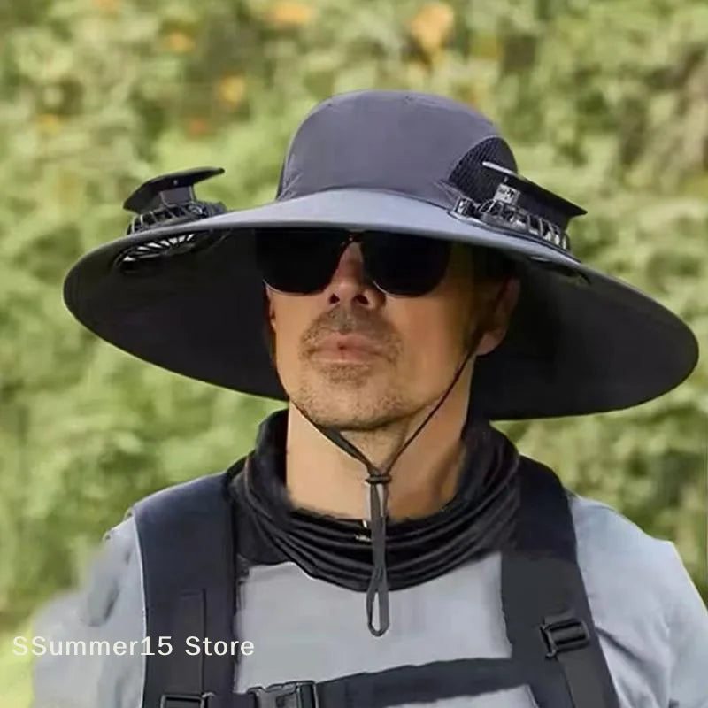 Solar-Powered Cooling Bucket Hat | UPF 50+ Wide Brim