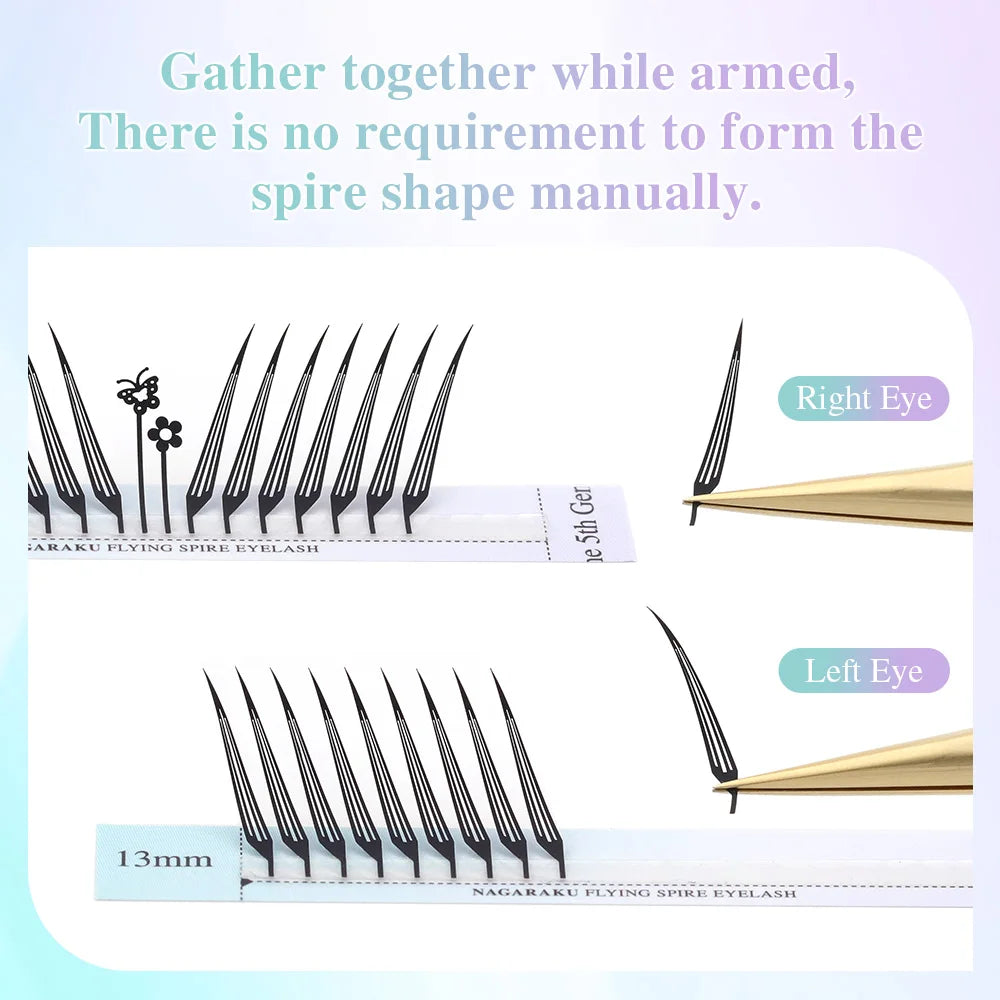 NAGARAKU Ship from America 10 cases Premade Spire Eyelash Plume Fluttering Eyelash Extensions Anime Effect Soft Comic