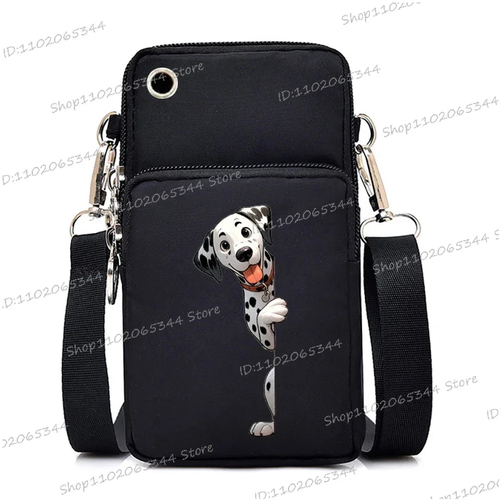 New Mobile Phone Bag Funny Anime Dog Print Shoulder Messenger Bag Women Men Coin Purse Handbag Animal Lover Small Crossbody Bag