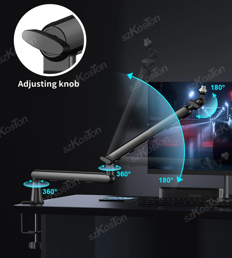 Professional Studio Low Profile Mic Arm with Extended Riser Cable Management Adjustable Microphone Stand for SM7B MV7 AM8 K688